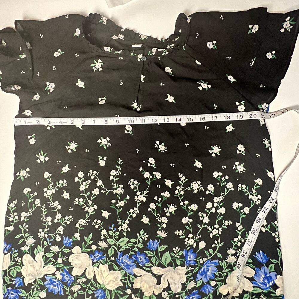 Old Navy Women's Short Sleeve Floral Print Blouse Sz L - Picture 3 of 13
